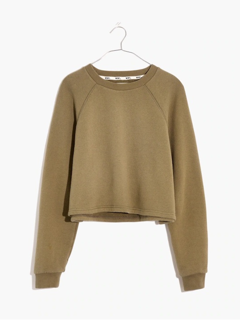 Madewell MWL Airyterry Crop Sweatshirt, Olive Green, Medium